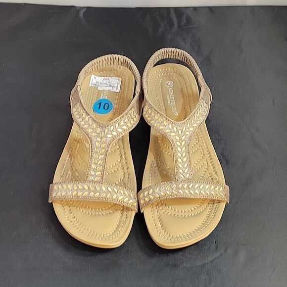 BRAND NEW ASHLEY BLUE  RHINESTONES EMBROIDERY ELASTIC BAND FISH MOUNT SANDAL - Picture 4 of 12